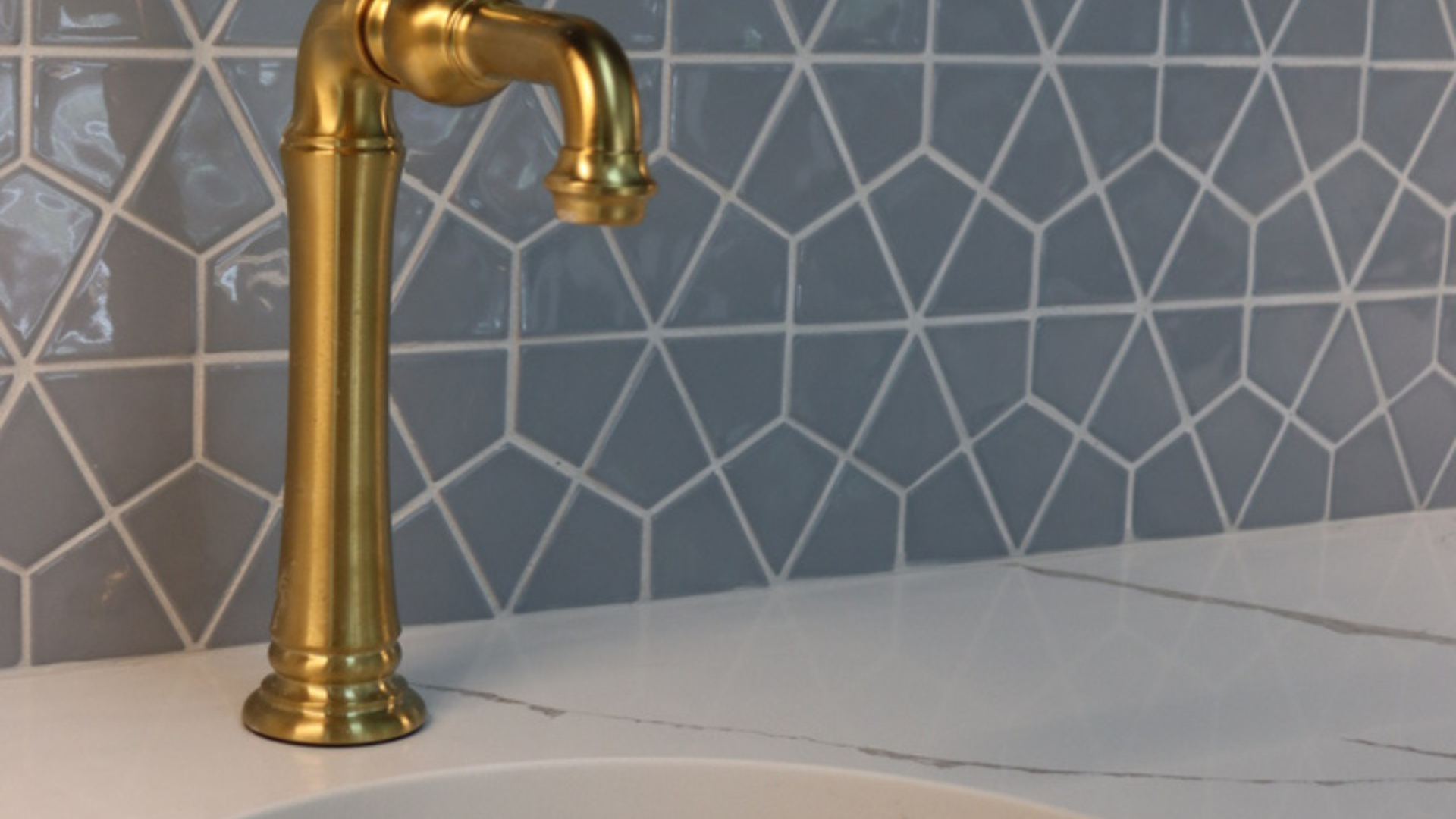 Custom geometric kitchen tile backsplash installation in Delaware
