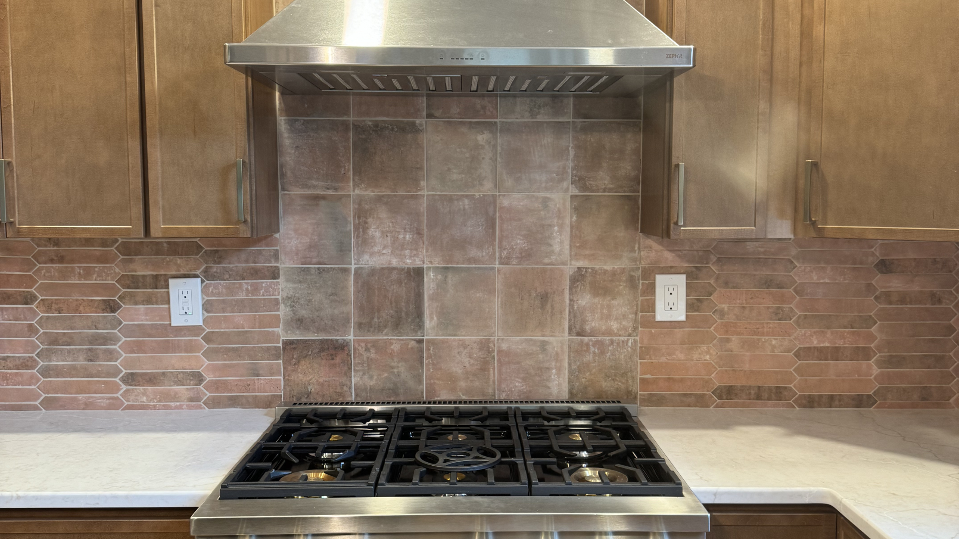 Custom kitchen tile backsplash installation