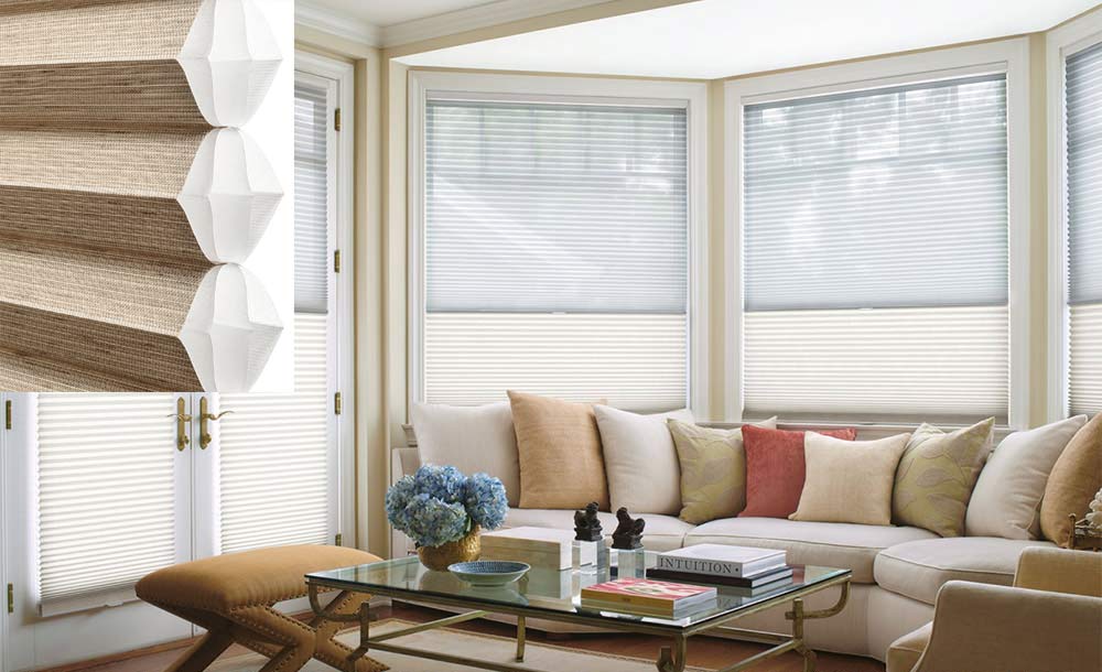 Duette cellular shades in living room